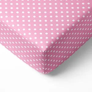 Bacati Pin Dots 100% Cotton Percale Fitted Crib Sheet – Pink