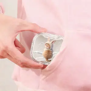 Rabbit Plush Sweater Cat Printed Braces Box, Minimalist Cute Denture Box, Portable Travel Orthodontic Retainer Storage Case, Dust-Proof Pressure-Resistant Invisible Braces Box