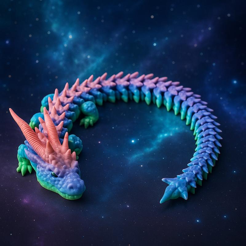 Modern Articulated Rainbow Dragon Figurine with Vibrant Colors Intricate Spines for Collectors 23 Inch Poseable Fantasy Display