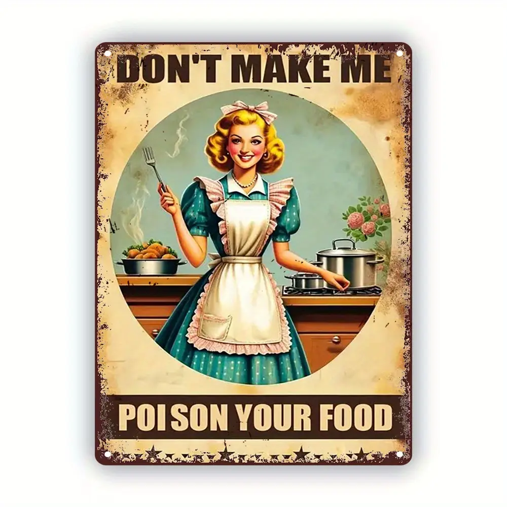 Vintage Chef Kitchen Metal Sign - 8x12 "Tin Wall Art for Home Decor, Perfect for Living Room & Bedroom