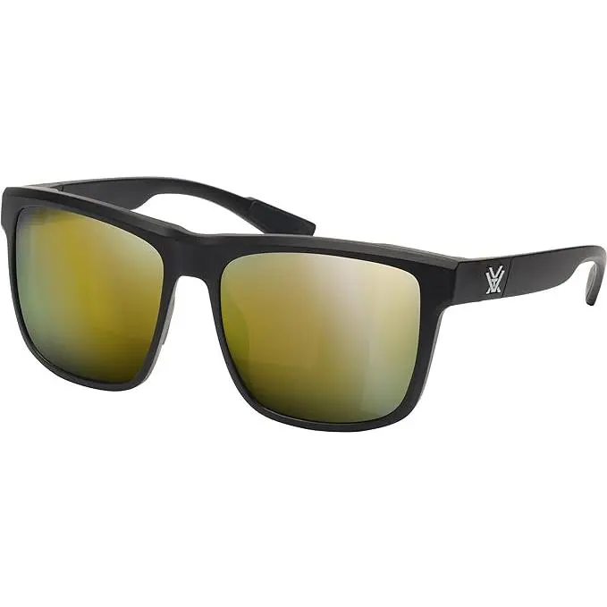 Vortex Optics Banshee Unisex Sunglasses, Full Frame Polarized Eyewear with 100% UV Protection, Ballistic Rated for Multi-Sports and EDC Gear - Black Frame, Amber Gold Mirror Lens, Stylish Accessories, Black/Amber - Gold Mirror, Scratch Resistant, Shatterp