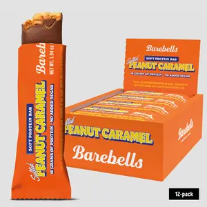 Barebells Soft Protein Bars Salted Peanut Caramel - 12 Count, 1.9oz Bars - Protein Snacks with 16g of High Protein - Chocolate Protein Bar with 2g of Total Sugars - Soft Protein Snack & Breakfast Bars
