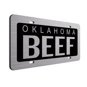 Oklahoma Beef Novelty License Plate - 6x12 Brushed Aluminum Composite - Made in Georgia