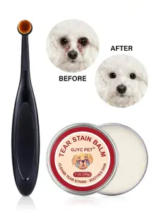 Pet Tear Stain Prevention Balm with Pro Powder Brush Eye Care for Dogs and Cats Natural Safe Repel Tears Gently Cleanses Effective Non-Irritating 30g