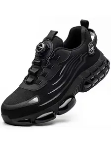 Men's Safety Shoes All Seasons, Steel Toe Anti-Puncture Work Boots, Comfortable Non-Slip, Impact Resistant, Sporty Mid Top