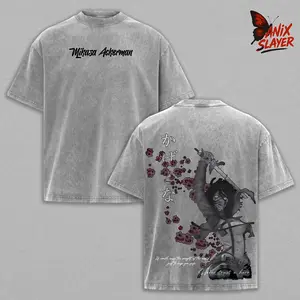 Mikasa Ackerman Dark Sakura Tee Washed - Attack On Titans Arc Grạphic, Anime Double Printed Vintage Washed T-shirt & Hoodie Unisex Oversize, Dark Unisex Top, Gift for AOT fans, Anime Lover
