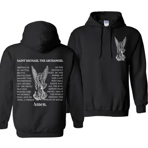 Saint Michael Prayer Hoodie, Catholic Archangel Graphic, Christian Spiritual Protection Design, Unisex Religious Apparel, Perfect for Faith & Devotion