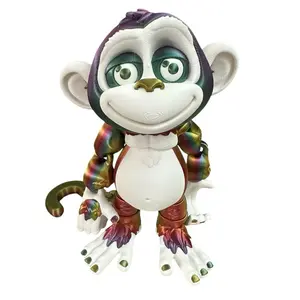 8” Monkey Figurine – Rainbow & White Finish | Cute Display Collectible