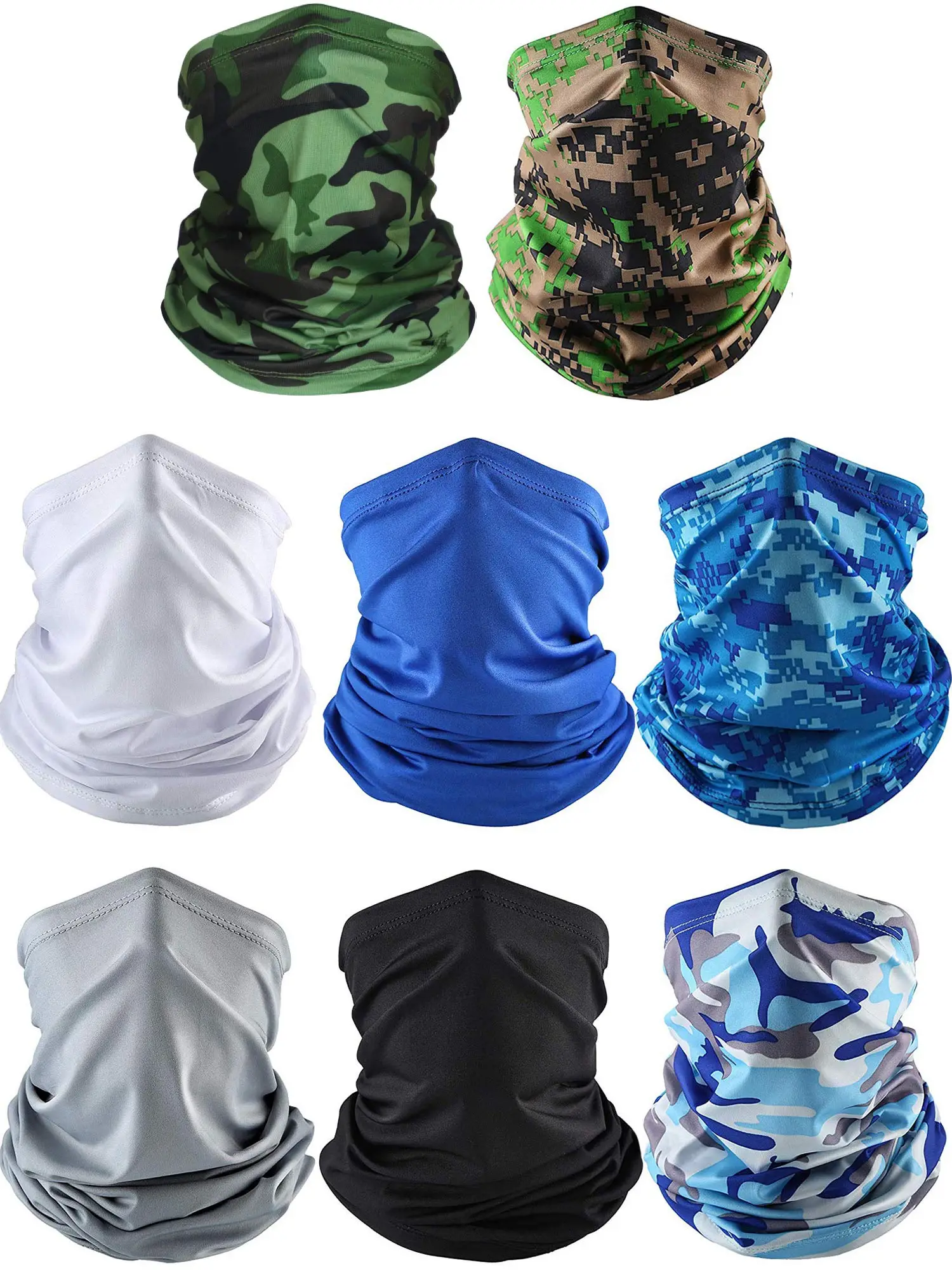 6 Pack Neck Gaiter Balaclava Gator Face Mask UV Protection Breathable Face Bandanas Neck Cover for Men Women