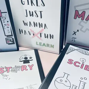 Subject Binder Covers for School Organization - Variety of Text Colors and Subjects