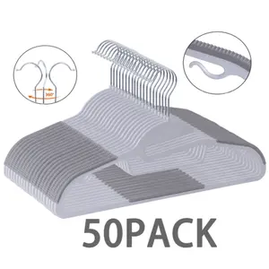 New Choice Deal 50 Pack Plastic Hangers 360° Swivel Non-Slip Adult Hangers S-Shaped for Closet, Shirts, Pants, Dresses, Gray