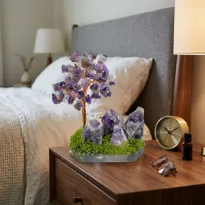 Handcrafted Purple Gemstone Tree - Aesthetic Crystal Bonsai Design for Home Decor, Office Desk & Bookshelf Ornament, Unique Birthday Gift for Women & Men