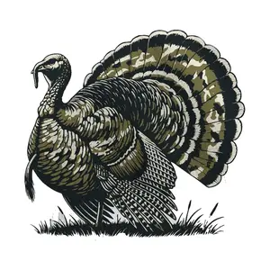 Camo Tail Wild Turkey Sticker, Bold Hunting Design, Gift for Dad Who Loves Hunting, Laptop, Car Decal, Symbolizing Strength And Elite in The Deep Forest