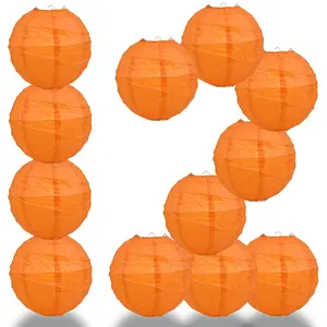 12-Pack 16 Inch Persimmon Orange Free-Style Ribbing Round Paper Lantern