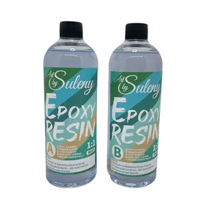 Art by Suleny Epoxy Resin Super Crystal Clear Super Glossy Resin 32 Ounces Kit 16+16 Fast Curing Transparent Art Supply