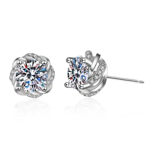 Women's 1ct Princess Cut Moissanite Stud Earrings - Round Bezel Set CZ Simulated Gemstones, Viral TikTok  Artificial Jewelry