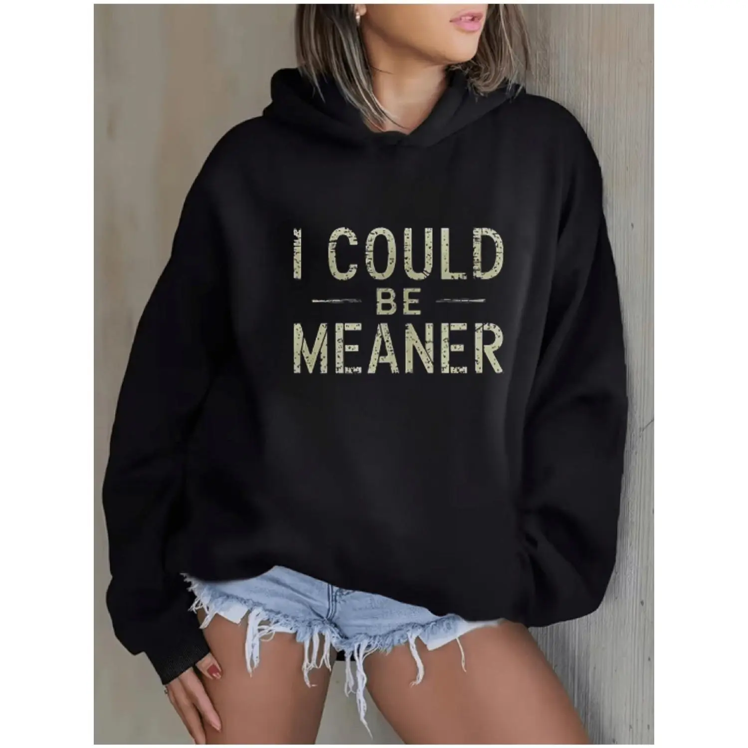 Womens Hooded Sweatshirt - Festive Party Attire - Soft Daily Autumn Tops - Machine Washable Casual Pullover Sweater
