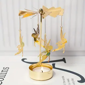 Rotating Carousel Candle Holder with Fairy, Elegant Metal Desktop Decoration, Home Decor, Romantic Dinner Atmosphere, Indoor Use