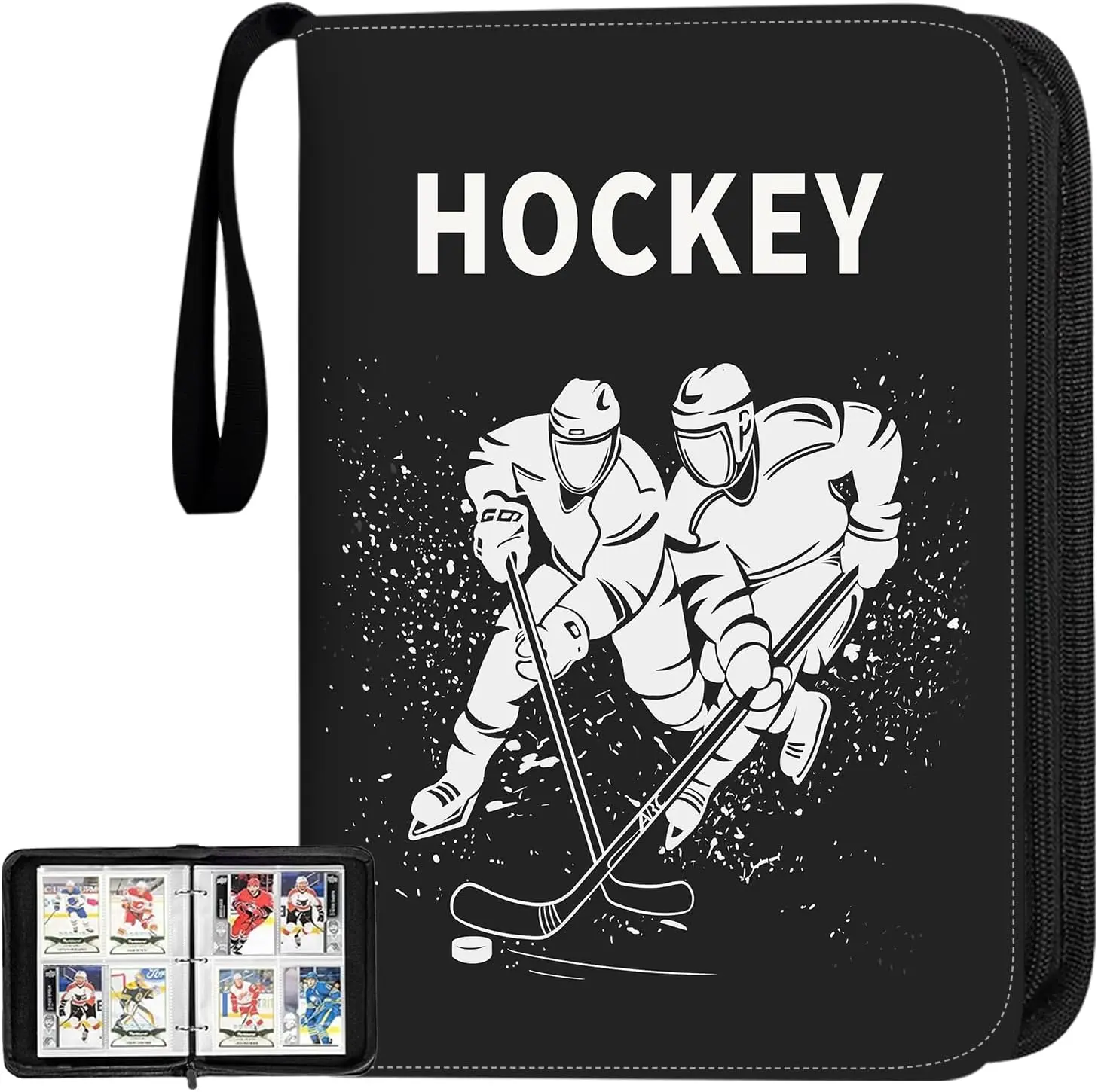 400 Pockets Hockey Card Binder, Fits 400 Cards With 50 Removable Double Sided Sleeves, Trading Card Binder Used for Cards Displaying and Collection