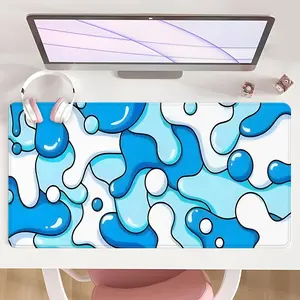 [Gaming Mouse Pad] Blue Liquid Splash Extra Large Computer Mouse Pads For Desk XXL Mouse Pad For Laptop Extended Mouse Pad With Non-Slip Rubber Base Stitched Edge For Home Office And Seasonal Gift Use Desk Accessories