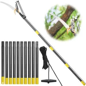 Pole Saws for Tree Trimming, 13.7 FT Manual Tree Trimmer Long Handle Pruner, Extendable Pole Pruners for Tree Trimming,  Steel  and  for High Branches Trimming