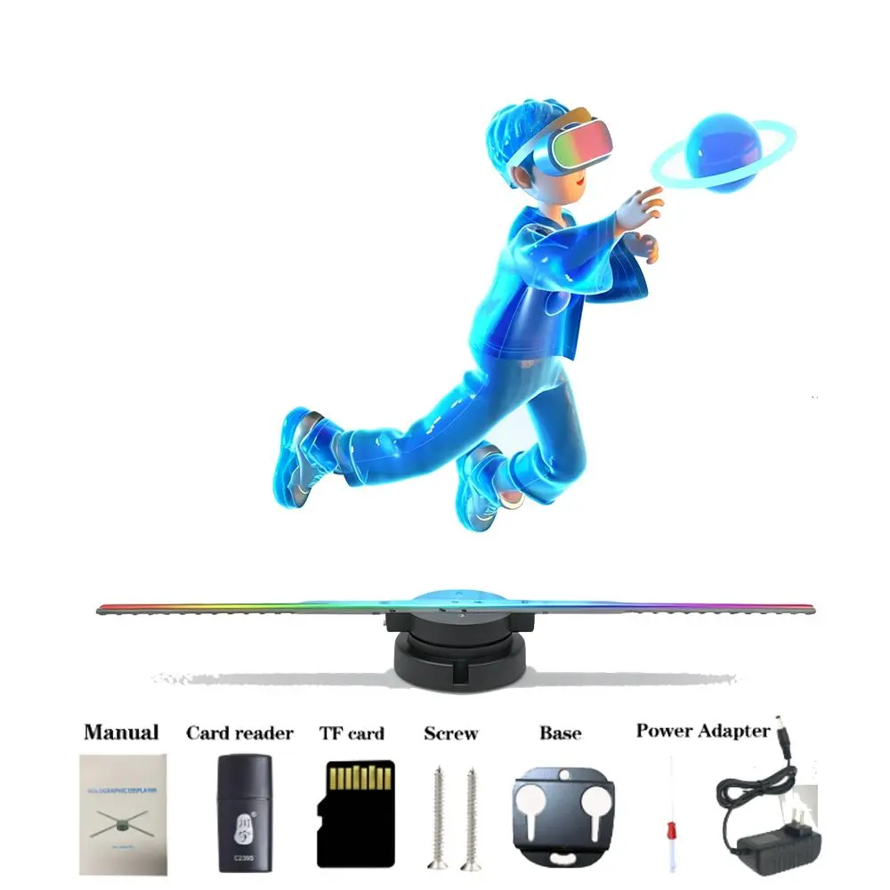 3D Holographic Fan Projector 16.5in, 224 LED Beads, Borderless Floating Images, WiFi/APP Control for Business, Party, Bar Advertising