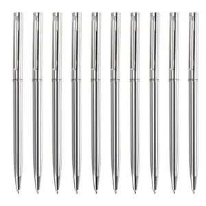 Stainless Steel Ballpoint Pen, 3/6/10pcs Durable Medium Point Twist Action Ballpoint Pen, Smooth Writing Pen for Office & Gift