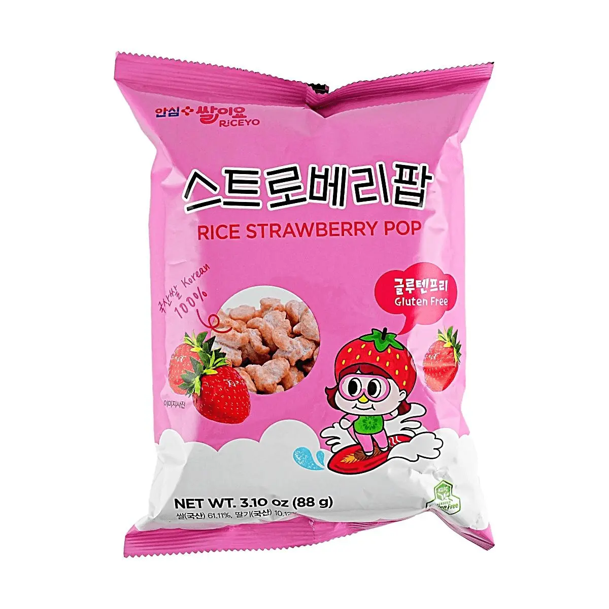 JAYONE Korean Strawberry Rice Crisps 88g - Gluten-Free, Sweet & Crunchy Snack JAYONE Korean Strawberry Rice Crisps 88g - Gluten-Free, Sweet & Crunchy Snack