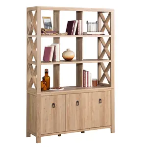Sauder Newberry Lane Storage Wall - Adjustable Shelves & Closed Compartments for Decorative Items Books & Kitchenware