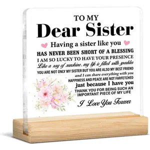 Sisters Gift Acrylic Sign, Thoughtful Thank You and Birthday Gift for Best Friends, Home Desk Decoration for Graduations and Celebrations, Home Office Decor, Acrylic Desktop Sign, Acrylic Plaque Decor
