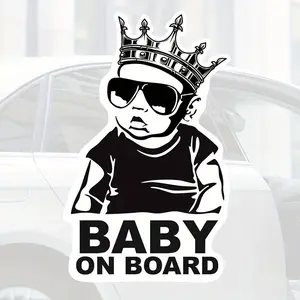 Baby On Board Vinyl Car Sticker - Funny Kids Car Window Decal - Easy to Apply - Crown Design - Safe for Vehicles