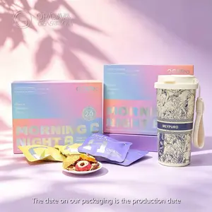 Live Special BOGO Beauty Tea Morning VC Night VA Tea Caffeine Free 2 Cartons (10pcs VC Tea 10pcs VA Tea,20pcs in total)×2 Prickly Pear, Lemon, Kumquat,Rose, Monkfruit, Hawthorn, Red Date, Pear Cubes; Mulberry, Black Wolfberry, Poria Coco