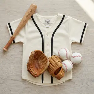 Kids Baseball Jersey Button Down Hip Hop Personalized Sport T-Shirts Tops for Boys Girls - Comfortable Breathable Cotton Athletic Wear Perfect for Sports Casual Play Daily Activities Team Uniform Style Children's Clothing