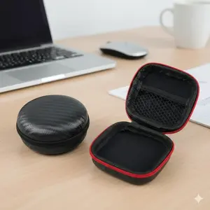 Waterproof Tech Organizer: Hard Case for Earphones, Cables, SD Cards & Keys. Compact Round or Square Design for Daily Electronic Accessories Storage. Tangle-Free Cable Management Pouch, Anti-Loss Utility Case. Keep Your Digital Gear Neat & Secure.