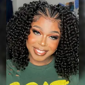 SuperNova Synthetic Short Bob Braided Wigs Lace Frontal Knotless 14"