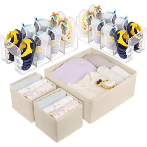 5 Pack Foldable Drawer Organizer Dividers for Clothes - Storage Organizers for Bedroom Closet Dresser Nursery, Suitable for Underwear Socks Baby Shoes Bras Belts Ties