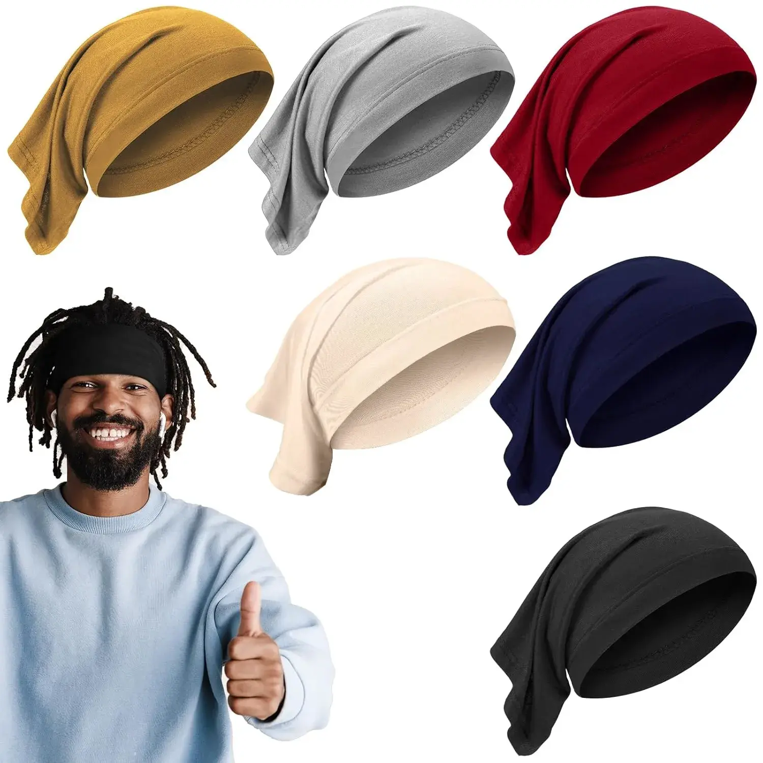 Unisex Spandex Dreadlock Caps (6 Pcs, 6 Bright Colors) - Elastic Dreadlock Tube Bands, Frizz Control Hair Head Wraps for Female Honeymoon Use, 20 x 30 cm/8 x 12 inches Dreads Accessories