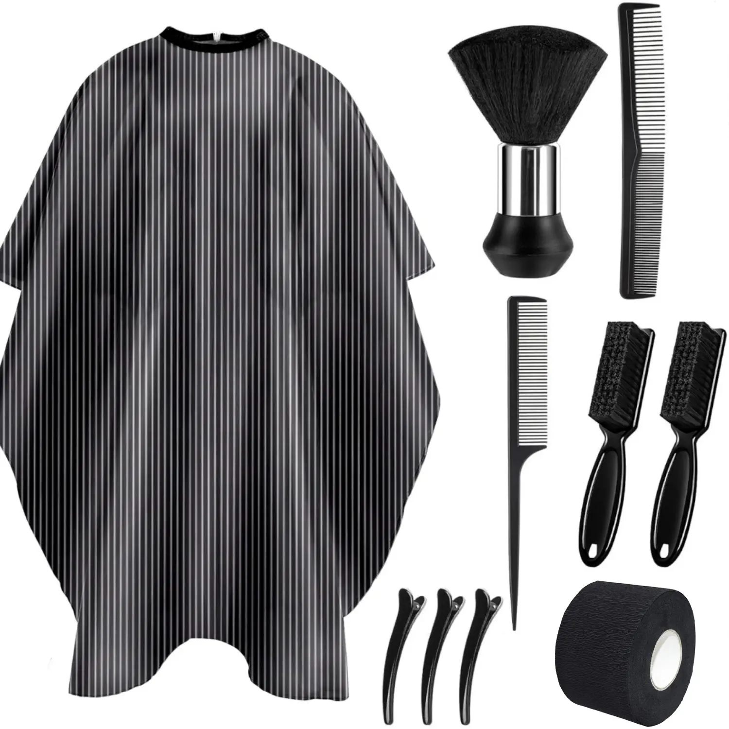 10Pcs with Neck Duster Brush Adjustable, Extra Long Hair Cutting Cape 64" x 54" Profesional Barber Accessories for Men/Adults/Barber/Salon/Clients/Home/Women (Stripe) - Home Improvement.
