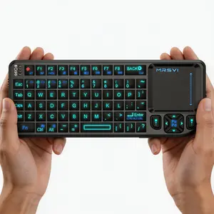 Mini Wireless Keyboard with Touchpad, 2.4G+BT Dual Mode Backlit Keyboard for Smart TV/Tablet/Computer/Laptop/Projector, Compact Portable Rechargeable Keyboard with 7-Color Adjustable LED and Hidden USB Receiver
