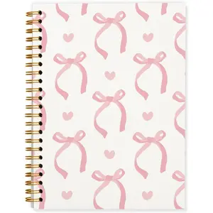 Journal for Teen Girls, Cute School Supplies for Girls Pink Bow Preppy Notebook Diary Stuff Stationary Hardcover Spiral Notebook 5.5x8.3 Inch