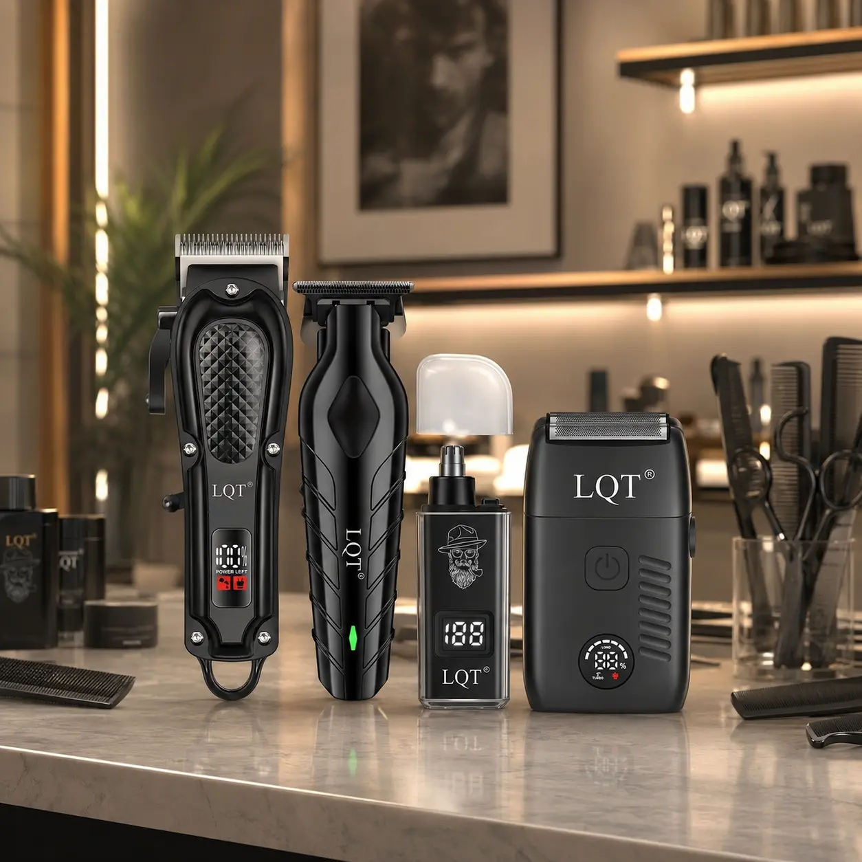 Men's All-in-1 Grooming Kit - Cordless Stainless Steel Hair Clipper, Beard Trimmer, Electric Shaver Set with Barber Cape for Smooth Home Haircut on All Hair Types， biknini trimmer， trimmer， trimmers for men， split end trimmer， clippers for men, Edging