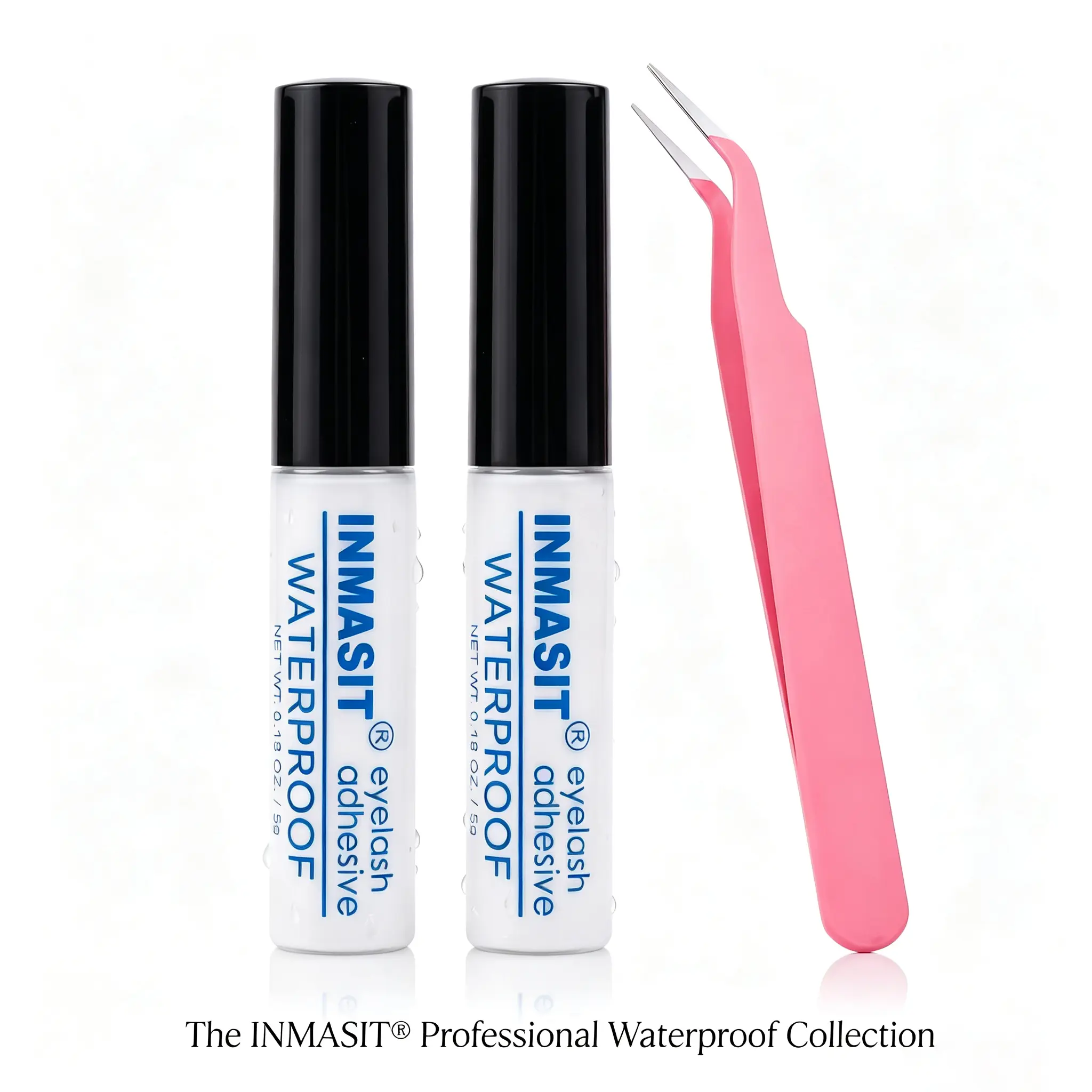 Beginner-Friendly Waterproof Eyelash Glue for Top & Bottom Lashes, with Precision Brush, Quick-Dry Non-Irritating Formula for Lash Extensions & False Lashes, Strong Adhesion, 2/4 Packs