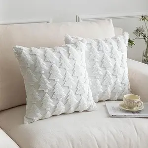 Large-sized knitted fluffy cushion cover for sofa, soft and comfortable
