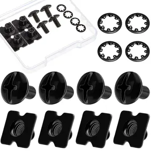 4 Sets Football Backplate Screws Chicago Screws Football Back Plate Hardware Include Truss Head Slotted Fasteners Washers Gaskets for Unisex Adult Size Youth Size Backplates (Square,Black)