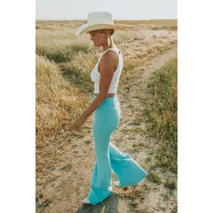 Bell Bottom Jean in Turquoise Mint