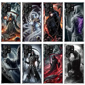 Death Grim Reaper Skull Scythe Phone Case For Samsung Galaxy S26 S25 Edge S24 S23 Ultra S22 Plus S21 S20 FE Soft TPU Back Cover