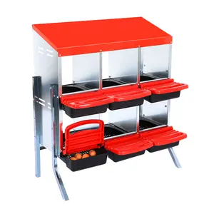 Chicken Nesting Boxes for Laying Eggs, 6 Compartment Metal Roll Away Eggs Laying Boxes with Legs, Chicken Laying Box with Lid Cover, for Outdoor Chicken Coop Farm Yard