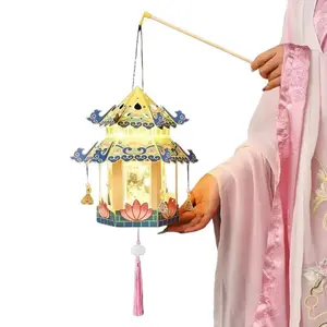 1 2026 Year of the Horse Children's hand-held DIY palace lantern material package, Spring Festival and Lantern Festival ancient-style lanterns that can glow for festival decoration