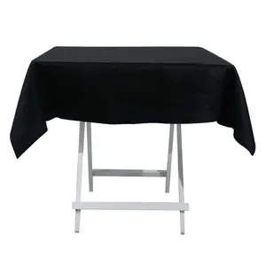 100% Cotton 54"x54" Square Tablecloth Black Linen - Soft & Breathable Fabric Table Cover