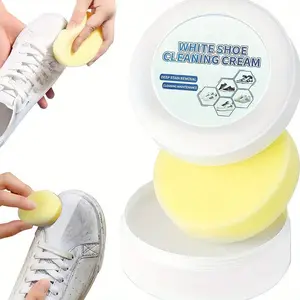 White Shoe Cleaning Cream with Sponge Multifunctional Stain Removal Solid Paste for Shoes & Multi-Purpose Cleaning Maintenance 1 Pcs Household Cleaner